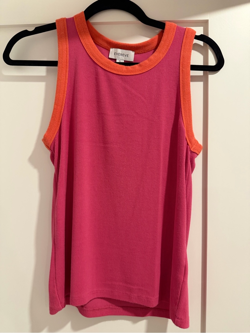 Eve Pink Ribbed Tee with Orange Trim